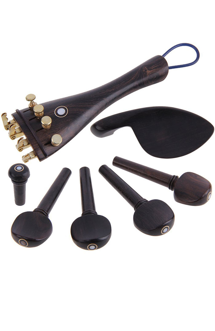 4/4小提琴烏木配件弦軸拉板尾繩腮托